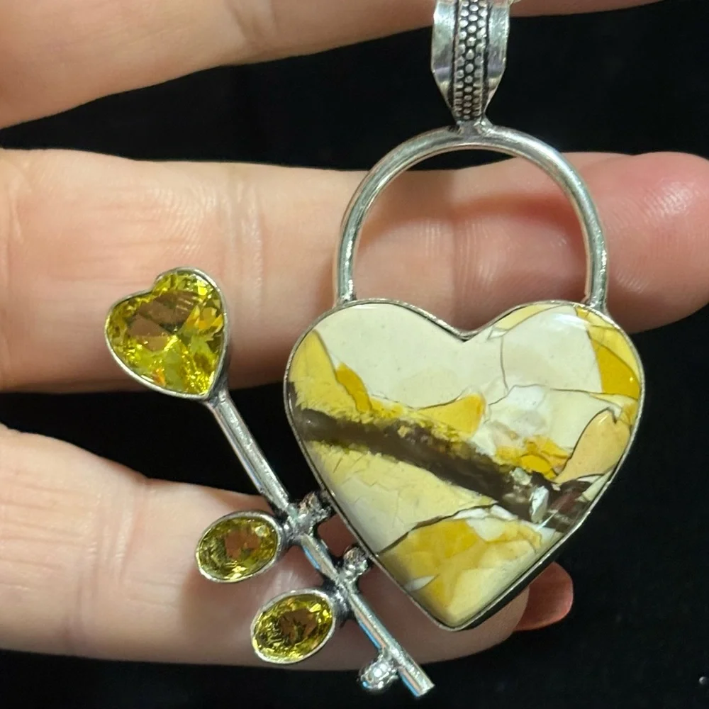 Heat -Rose Brecciated Mookaite Jasper- Citrine 925 stamped - Picture 4 of 5